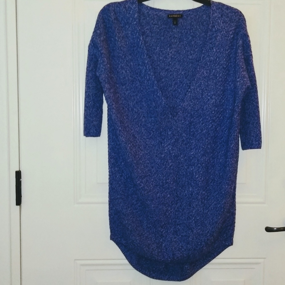 Express Deep V-Neck Blue Long Sweater Size XS - Picture 8 of 8